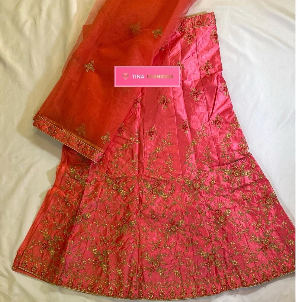 Unstitched - pink and gold floral Lehenga 🌸✨